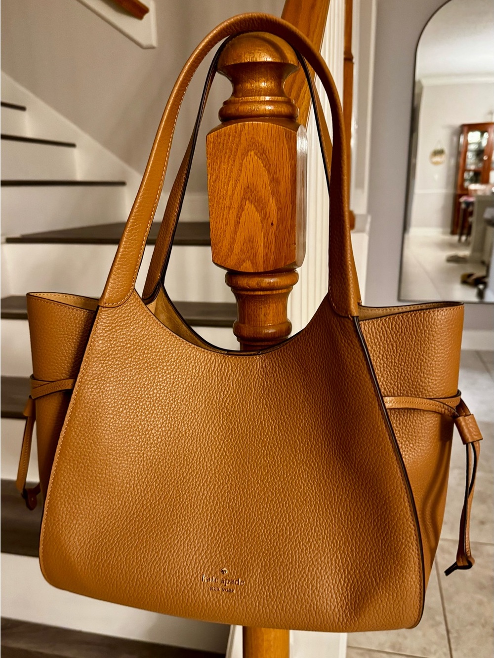 kate spade  Pebbled Leather Shoulder Bag in Cognac